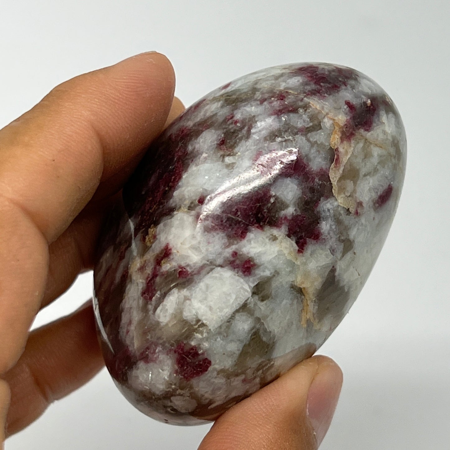 147g,2.4"x1.9"x1.5" Tourmaline Rubellite Palm-Stone Reiki @Madagascar,B21025