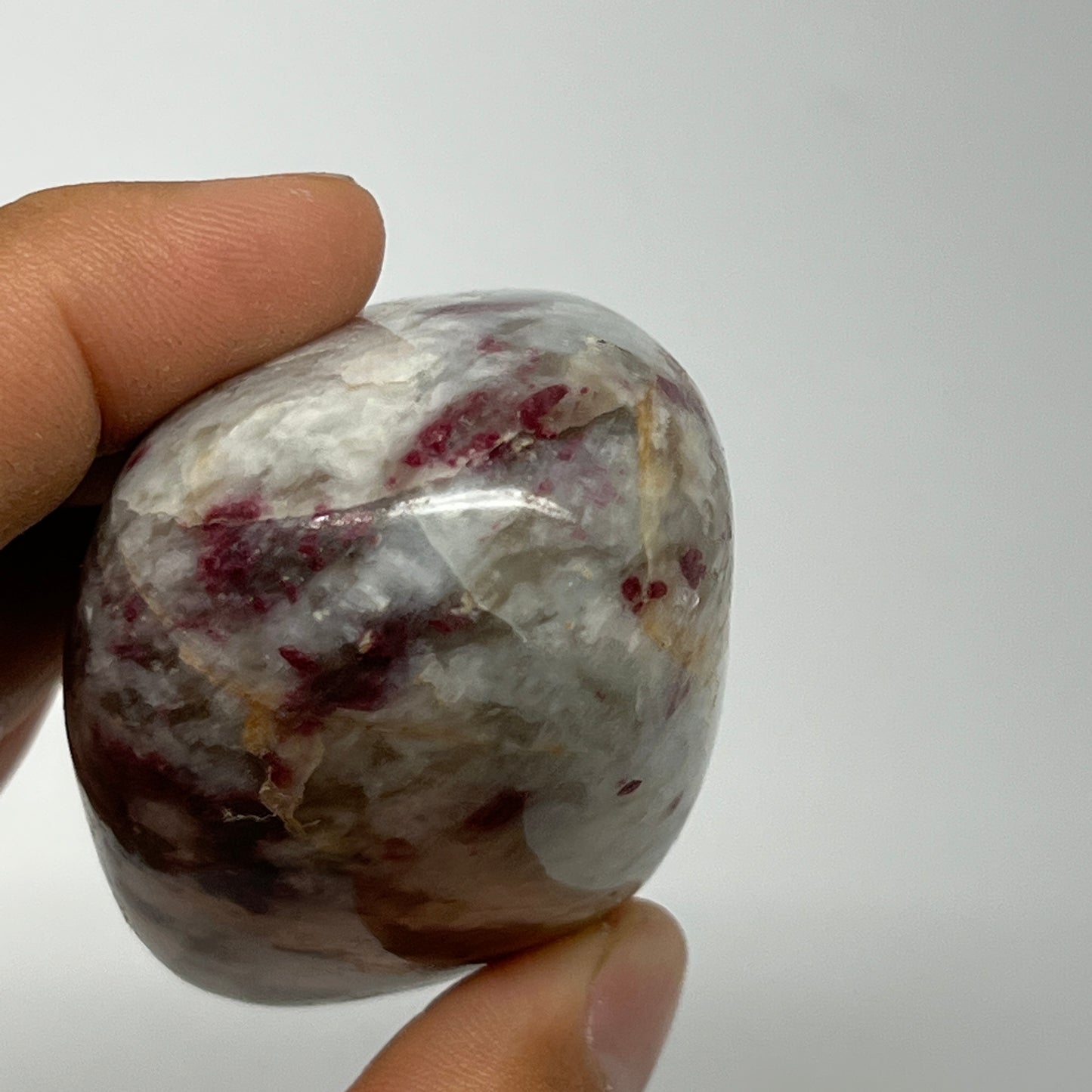 147g,2.4"x1.9"x1.5" Tourmaline Rubellite Palm-Stone Reiki @Madagascar,B21025