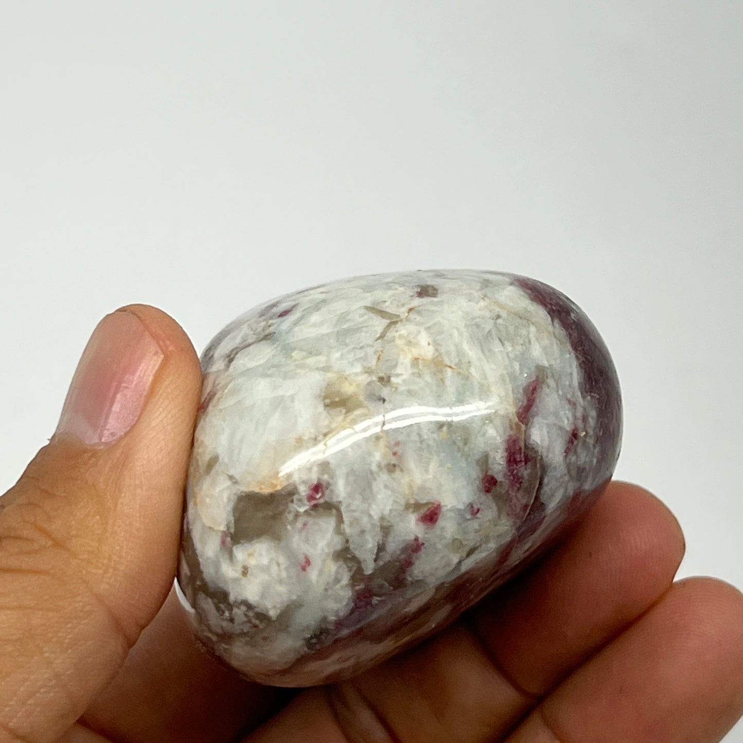 147g,2.4"x1.9"x1.5" Tourmaline Rubellite Palm-Stone Reiki @Madagascar,B21025