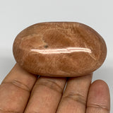 82.2g,2.4"x1.4"x1", Peach Moonstone Palm-Stone Polished Reiki Crystal, B15537