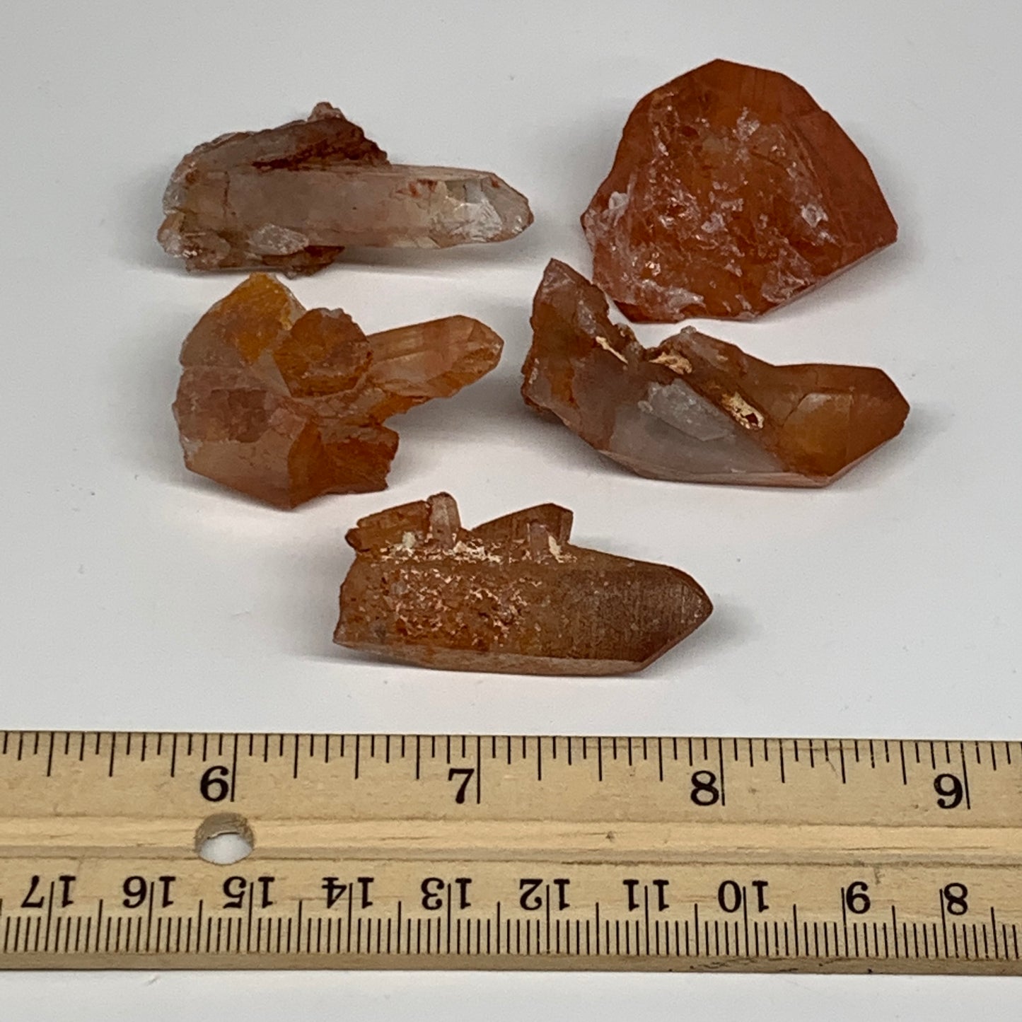 74.4g, 1.5"-1.7", 5pcs, Natural Red Quartz Crystal Terminated @Morocco, B11403