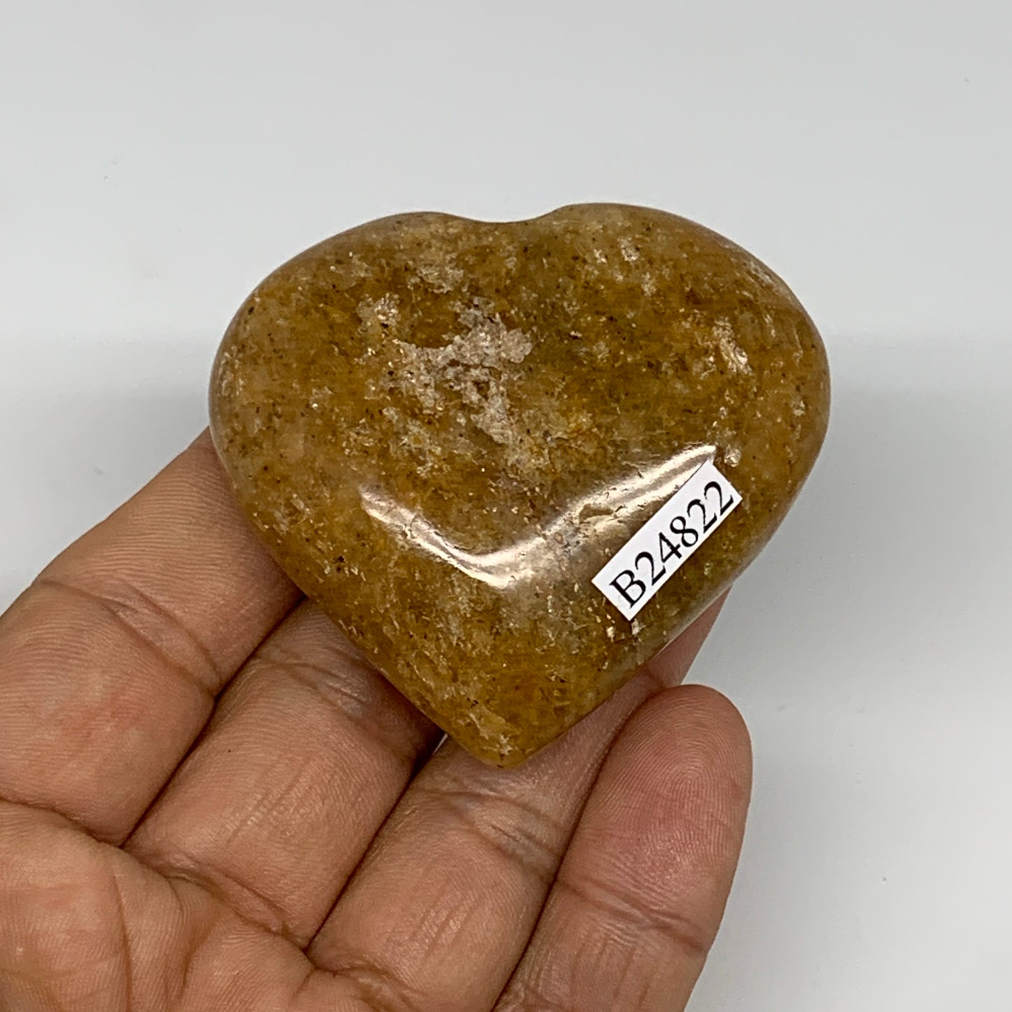 80.2g, 2"x2.2"x0.8", Natural Golden Quartz Heart Small Polished Crystal, B24822