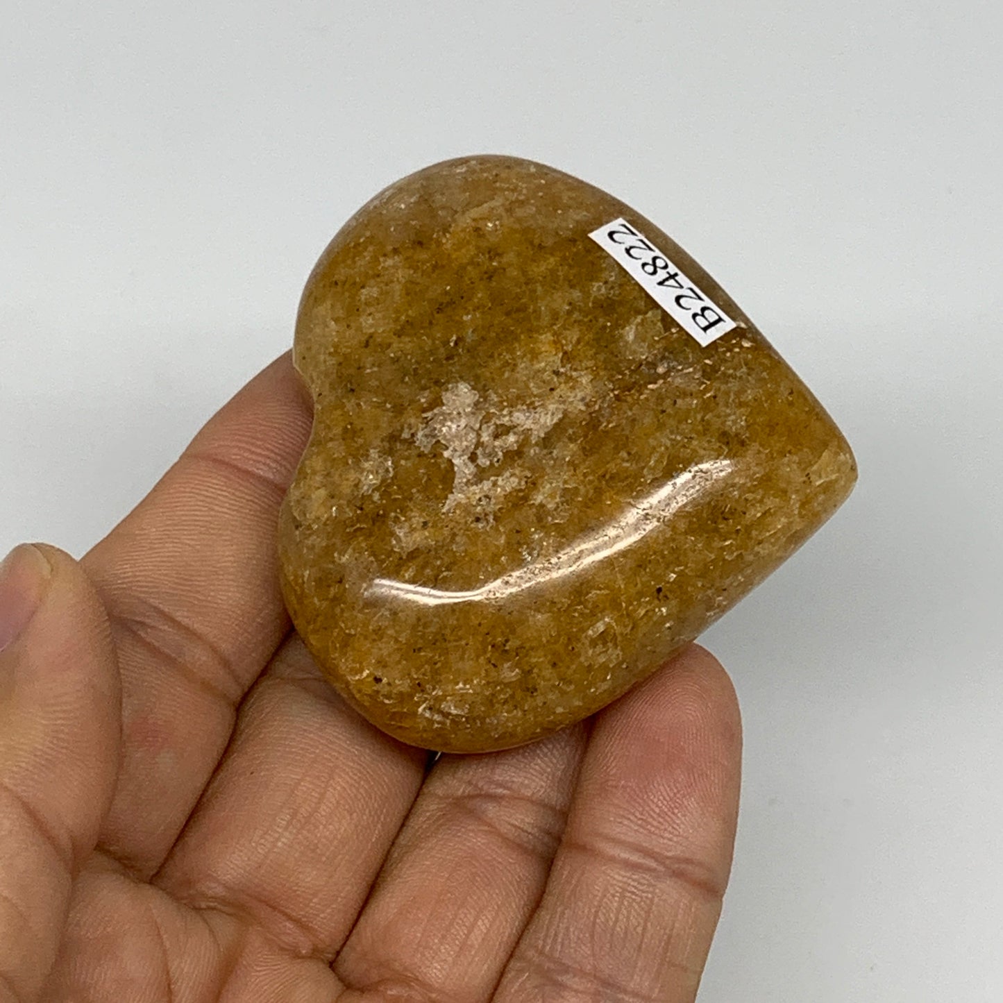 80.2g, 2"x2.2"x0.8", Natural Golden Quartz Heart Small Polished Crystal, B24822