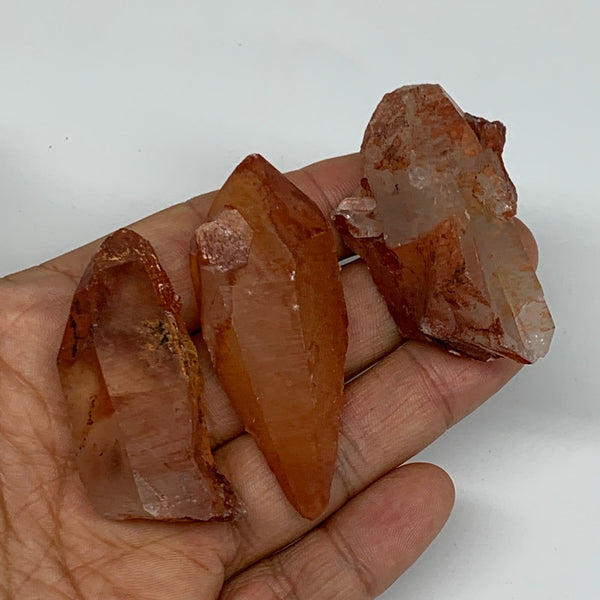 79.9g, 1.9"-2.3", 3pcs, Natural Red Quartz Crystal Terminated @Morocco, B11405