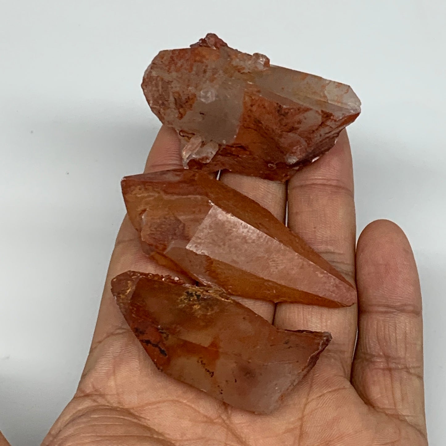 79.9g, 1.9"-2.3", 3pcs, Natural Red Quartz Crystal Terminated @Morocco, B11405