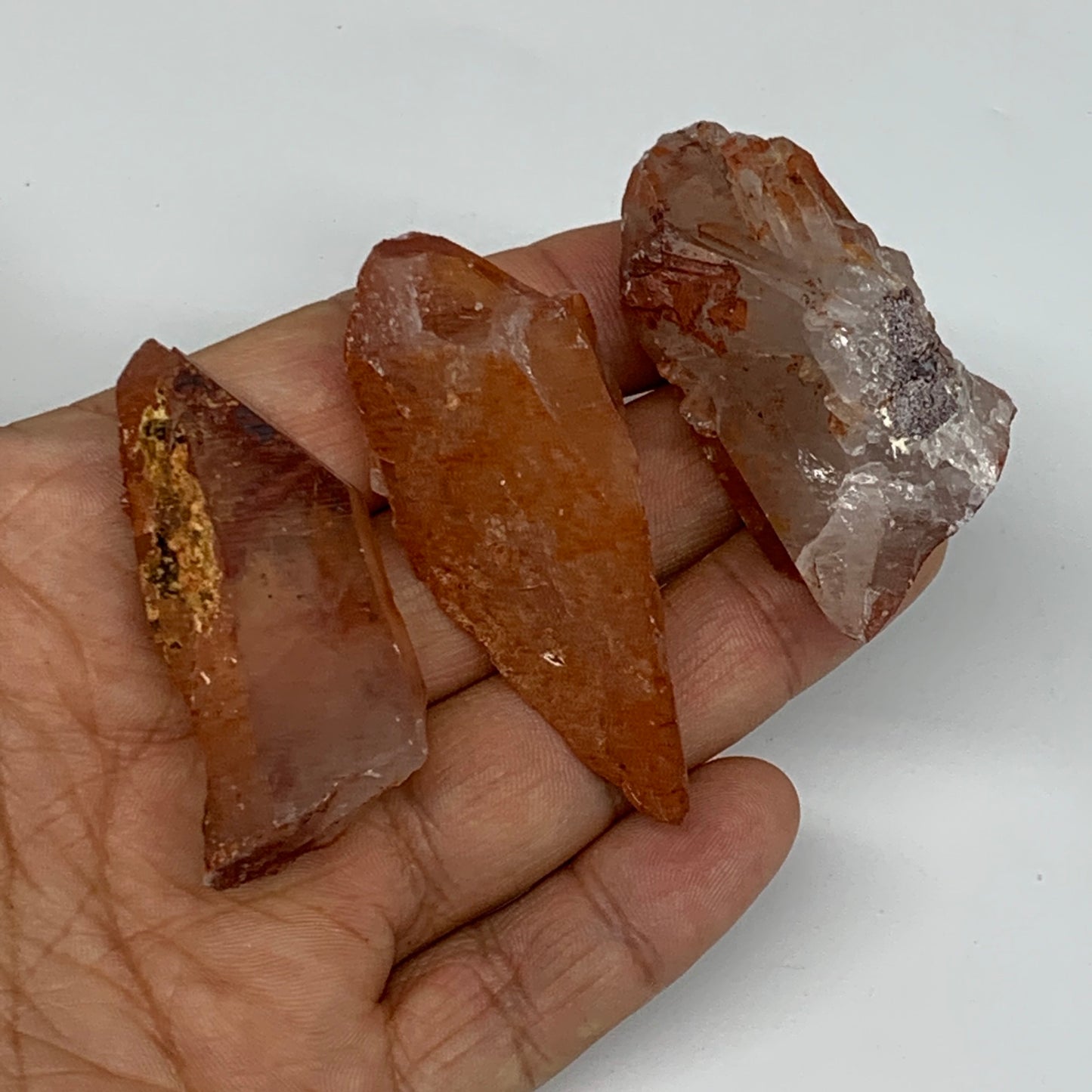 79.9g, 1.9"-2.3", 3pcs, Natural Red Quartz Crystal Terminated @Morocco, B11405