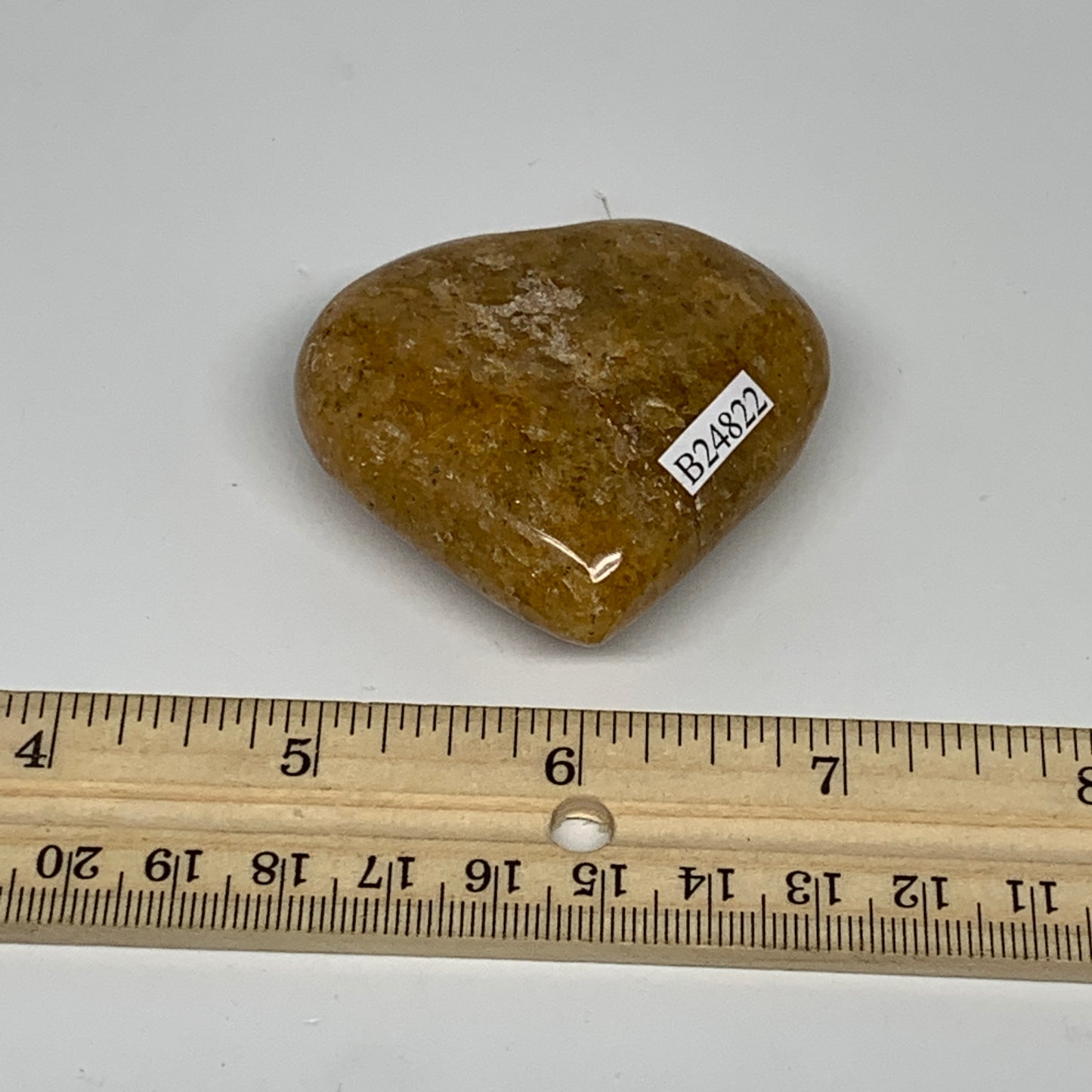 80.2g, 2"x2.2"x0.8", Natural Golden Quartz Heart Small Polished Crystal, B24822