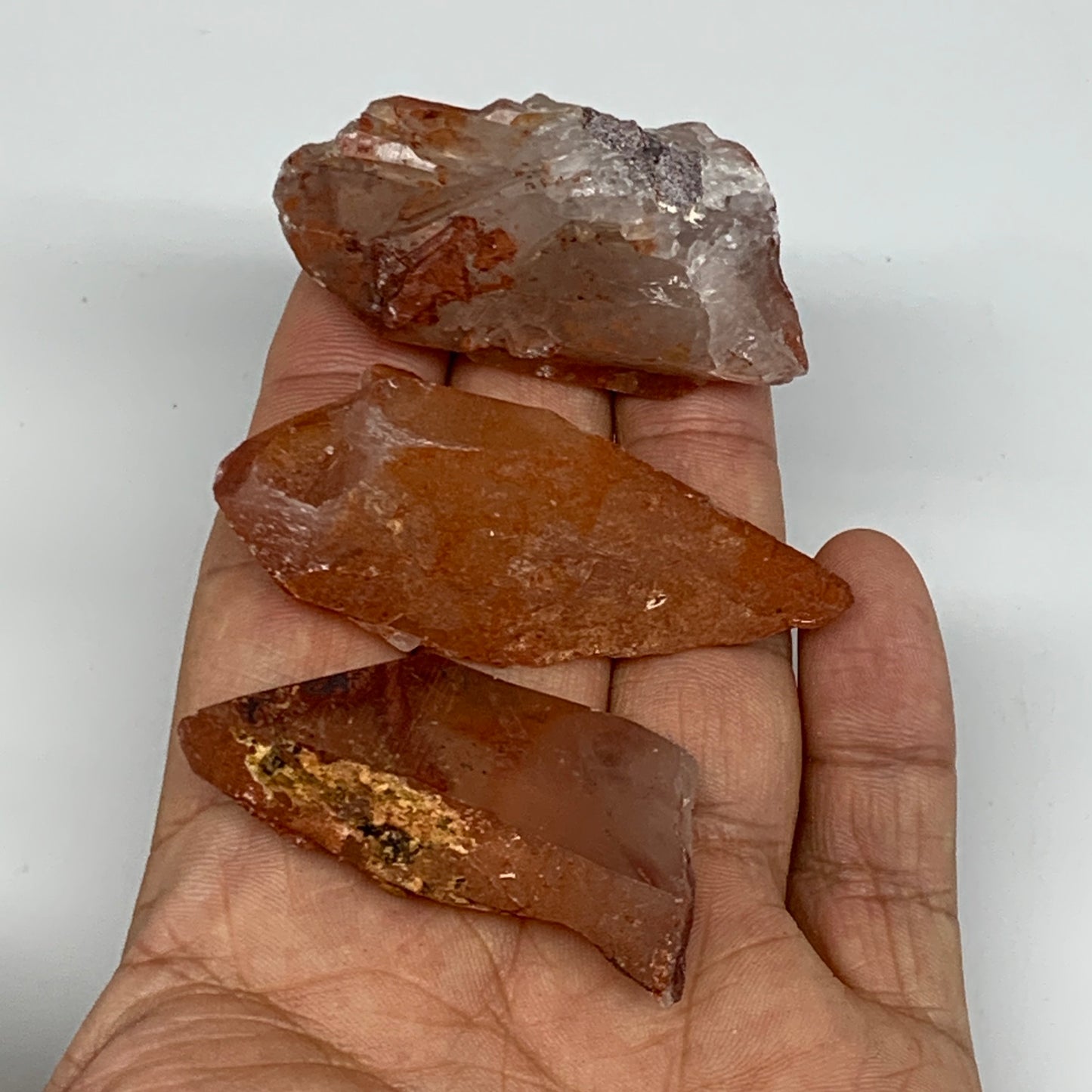 79.9g, 1.9"-2.3", 3pcs, Natural Red Quartz Crystal Terminated @Morocco, B11405