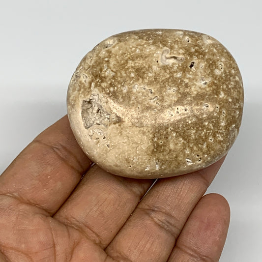 97.3g, 2.2"x1.9"x1", Chocolate Calcite Palm-Stone Reiki @Afghanistan, B14721