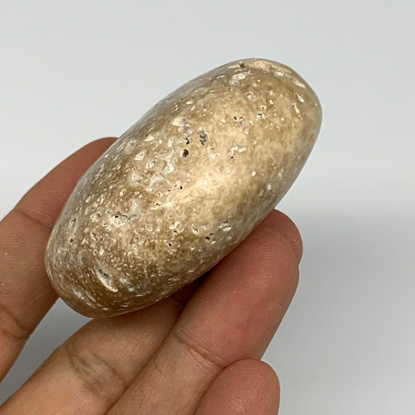 97.3g, 2.2"x1.9"x1", Chocolate Calcite Palm-Stone Reiki @Afghanistan, B14721