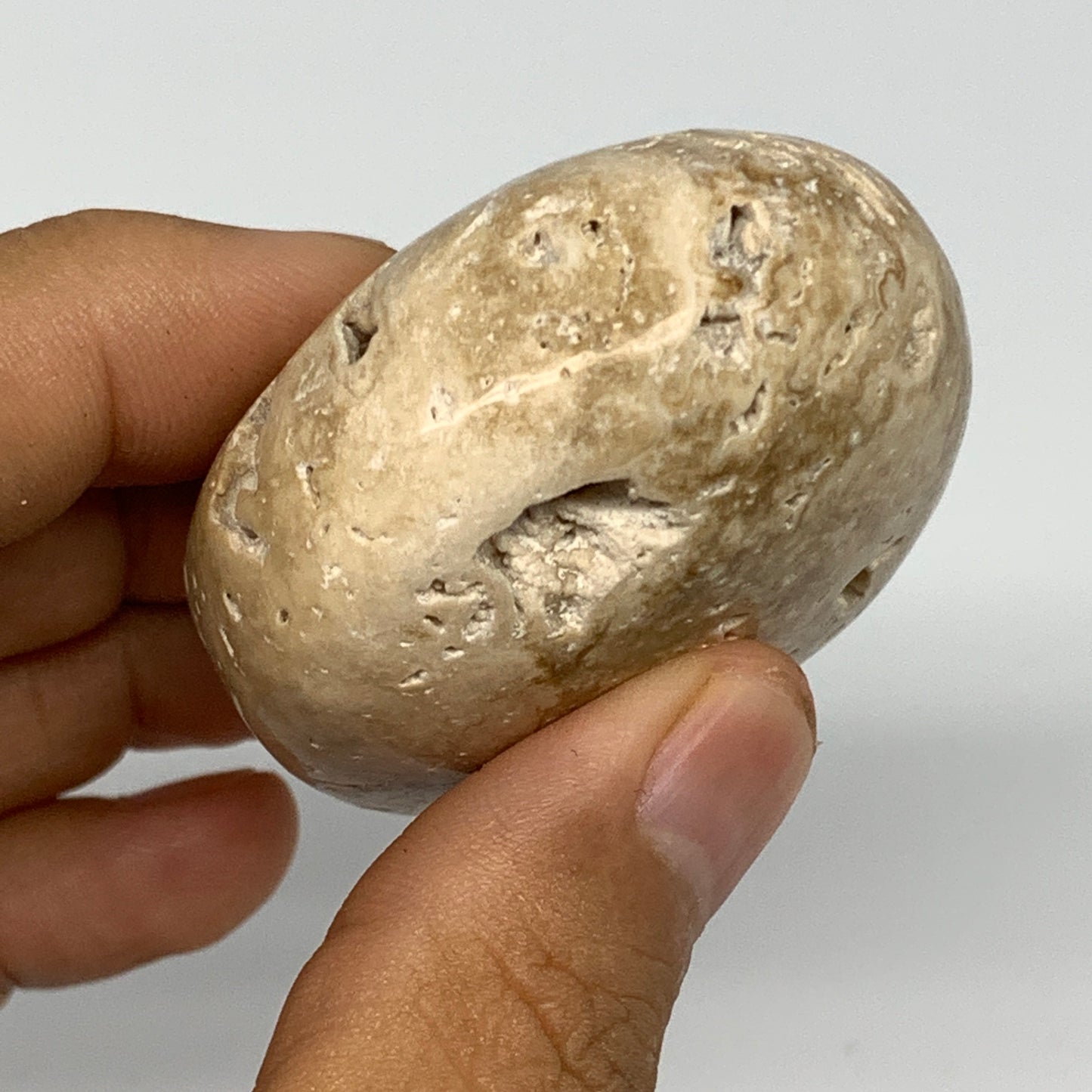 97.3g, 2.2"x1.9"x1", Chocolate Calcite Palm-Stone Reiki @Afghanistan, B14721