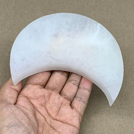342g, 4.8"x3.7"x0.8",Selenite Crescent Moon Crystal (Satin Spar) @Morocco,B12982