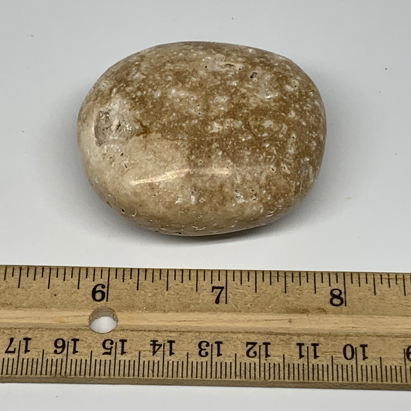 97.3g, 2.2"x1.9"x1", Chocolate Calcite Palm-Stone Reiki @Afghanistan, B14721