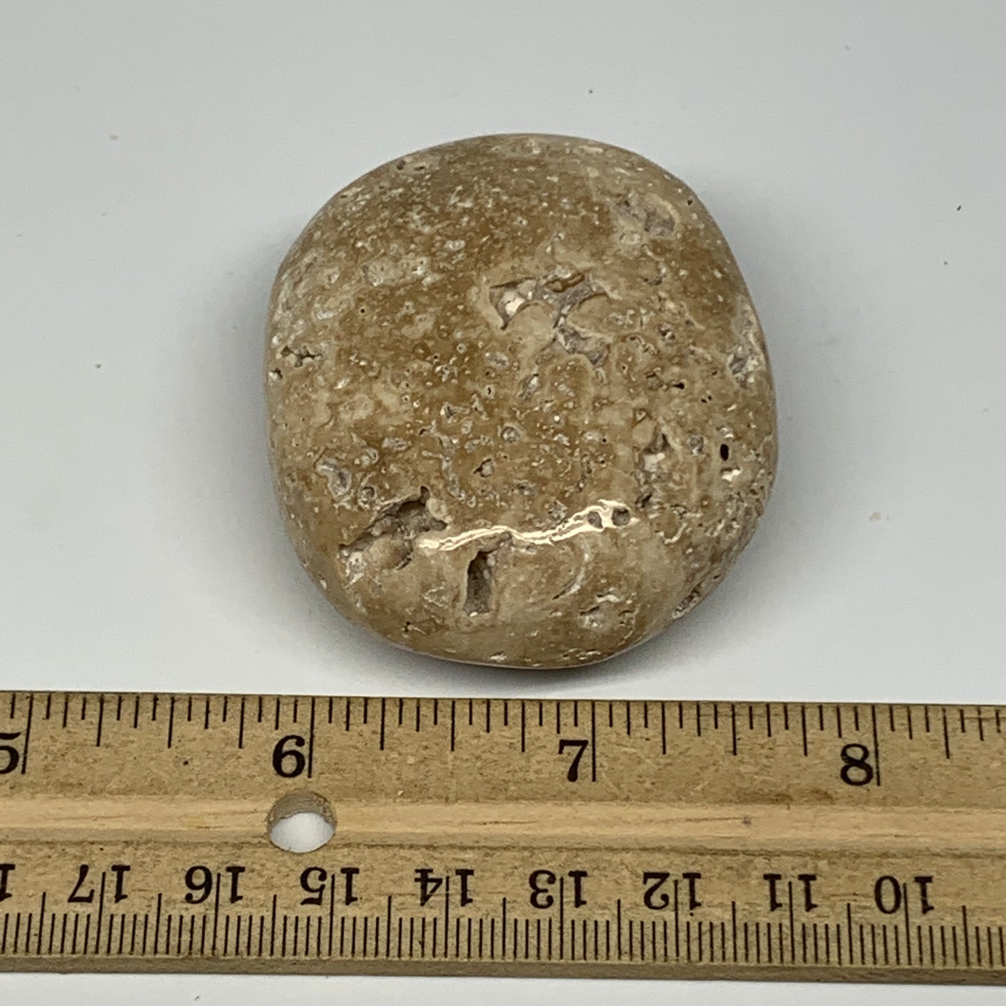 97.3g, 2.2"x1.9"x1", Chocolate Calcite Palm-Stone Reiki @Afghanistan, B14721