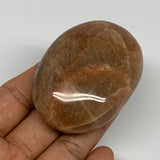 111.3g,2.6"x1.9"x1", Peach Moonstone Palm-Stone Polished Reiki Crystal, B15541