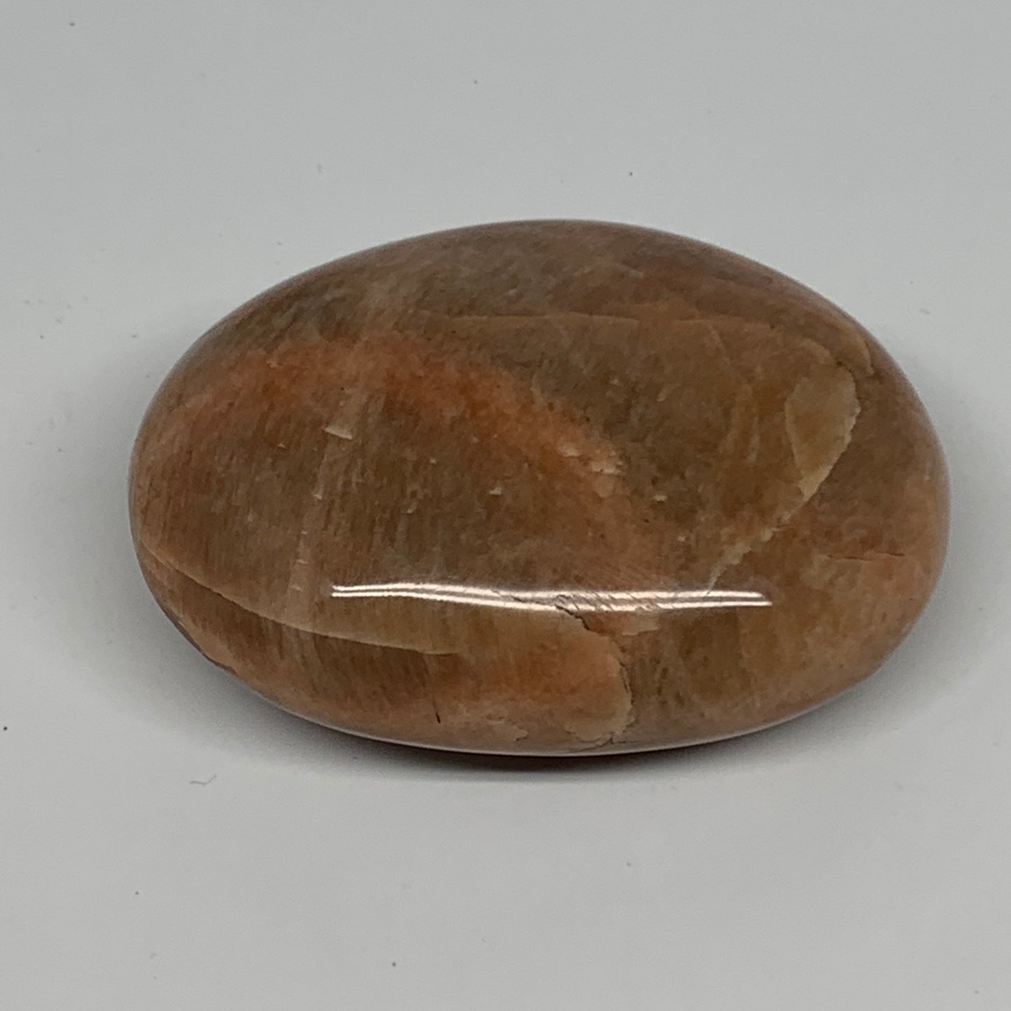 111.3g,2.6"x1.9"x1", Peach Moonstone Palm-Stone Polished Reiki Crystal, B15541