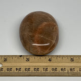 111.3g,2.6"x1.9"x1", Peach Moonstone Palm-Stone Polished Reiki Crystal, B15541