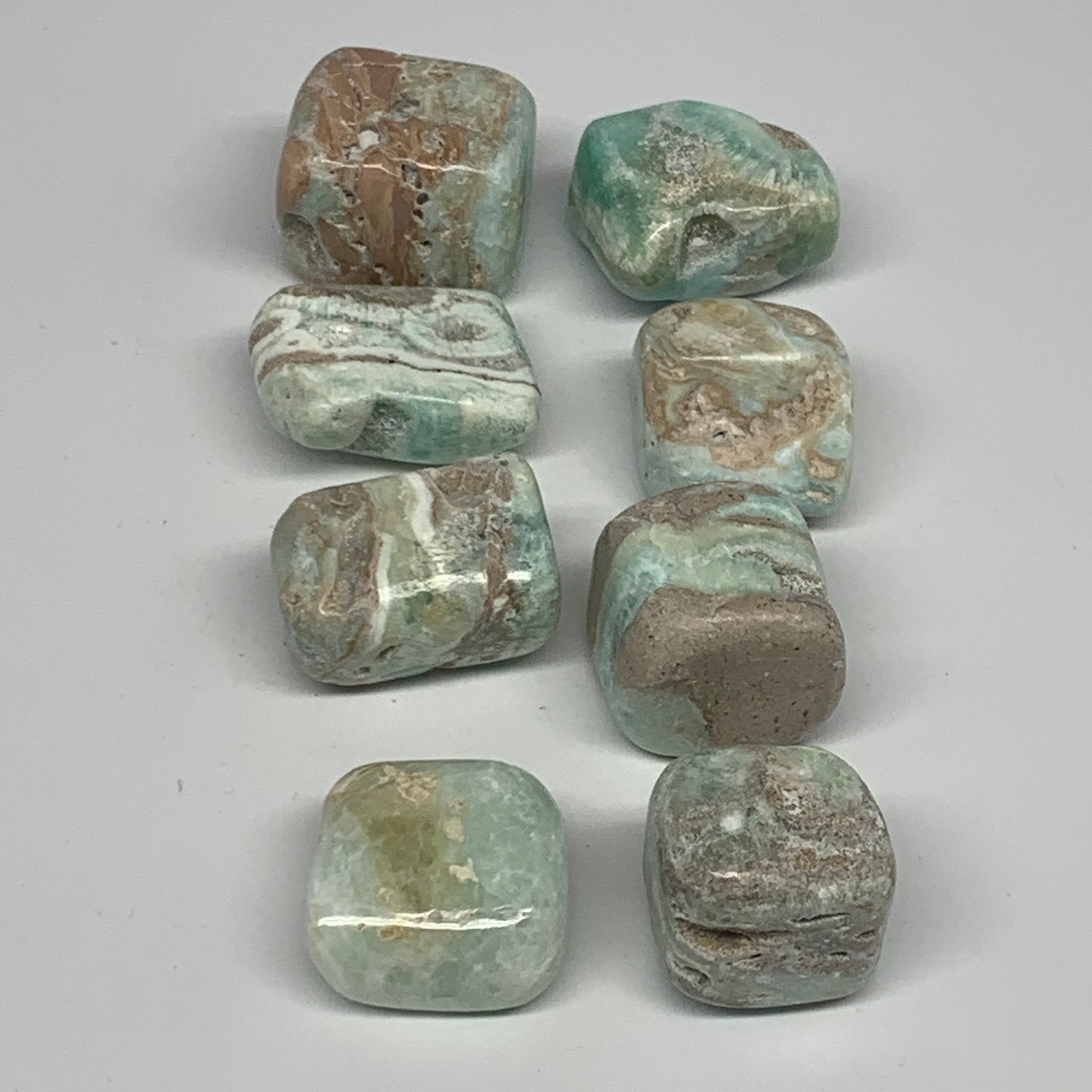 240.4g, 1"-1.3", 8pcs, Blue Aragonite Tumbled Stones @Afghanistan, B26684