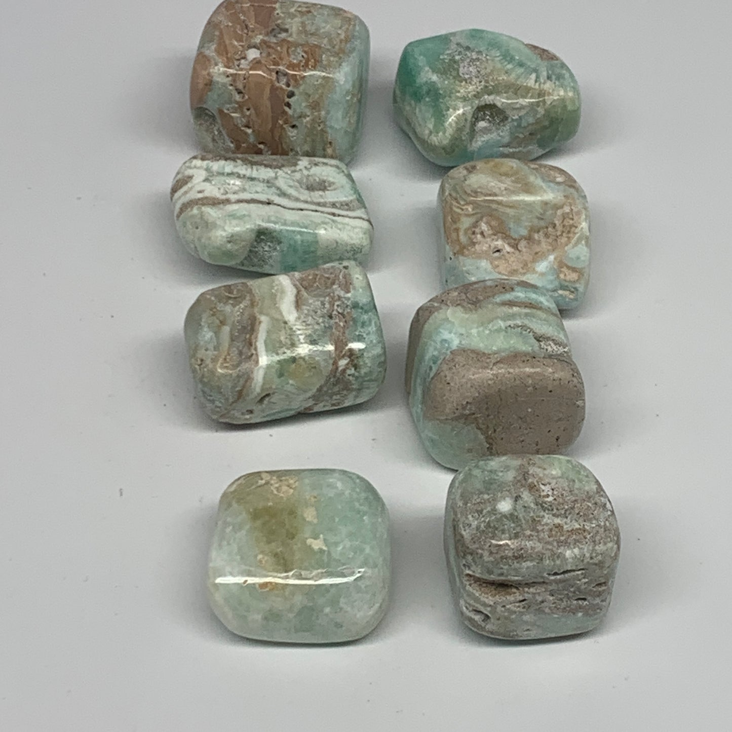 240.4g, 1"-1.3", 8pcs, Blue Aragonite Tumbled Stones @Afghanistan, B26684