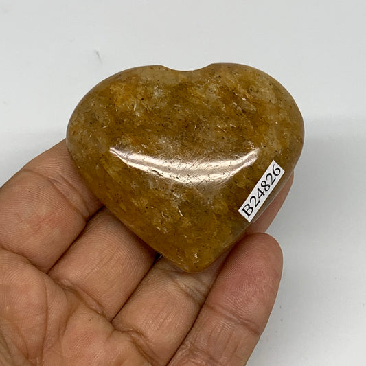 81.6g, 1.9"x2.2"x0.9", Natural Golden Quartz Heart Small Polished Crystal, B2482
