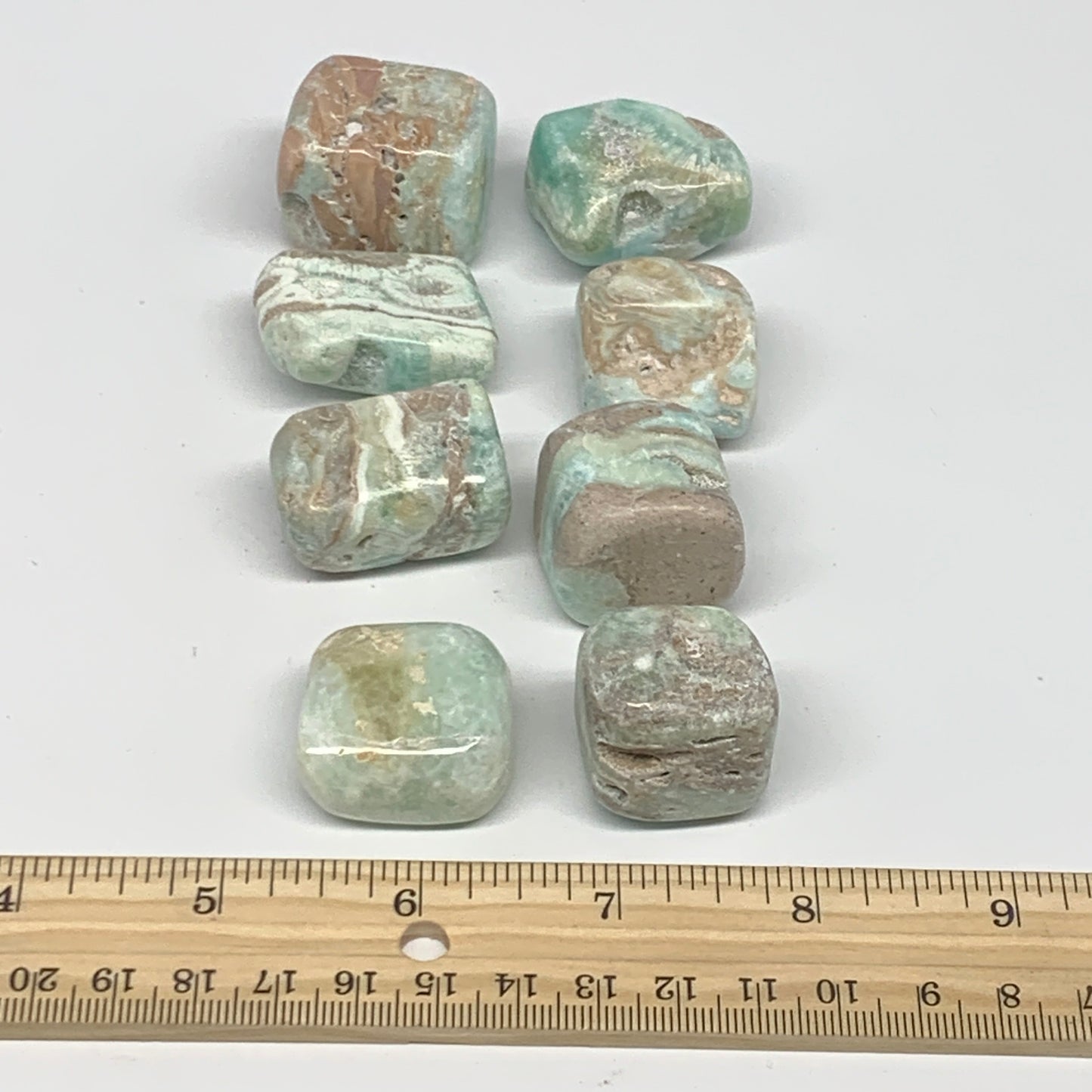240.4g, 1"-1.3", 8pcs, Blue Aragonite Tumbled Stones @Afghanistan, B26684