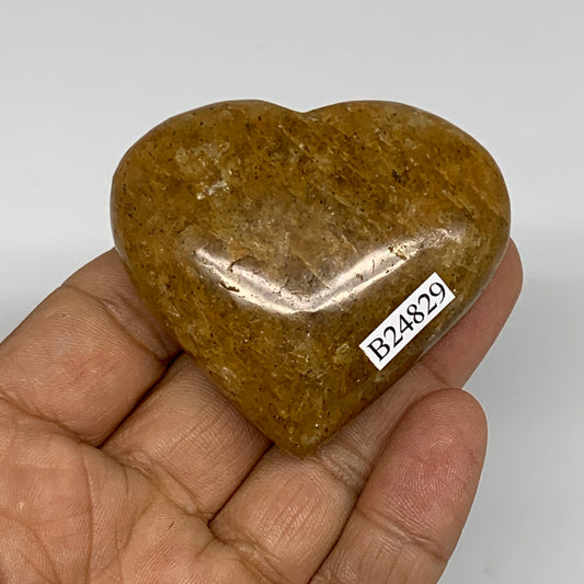 86.3g, 2"x2.2"x0.9", Natural Golden Quartz Heart Small Polished Crystal, B24829
