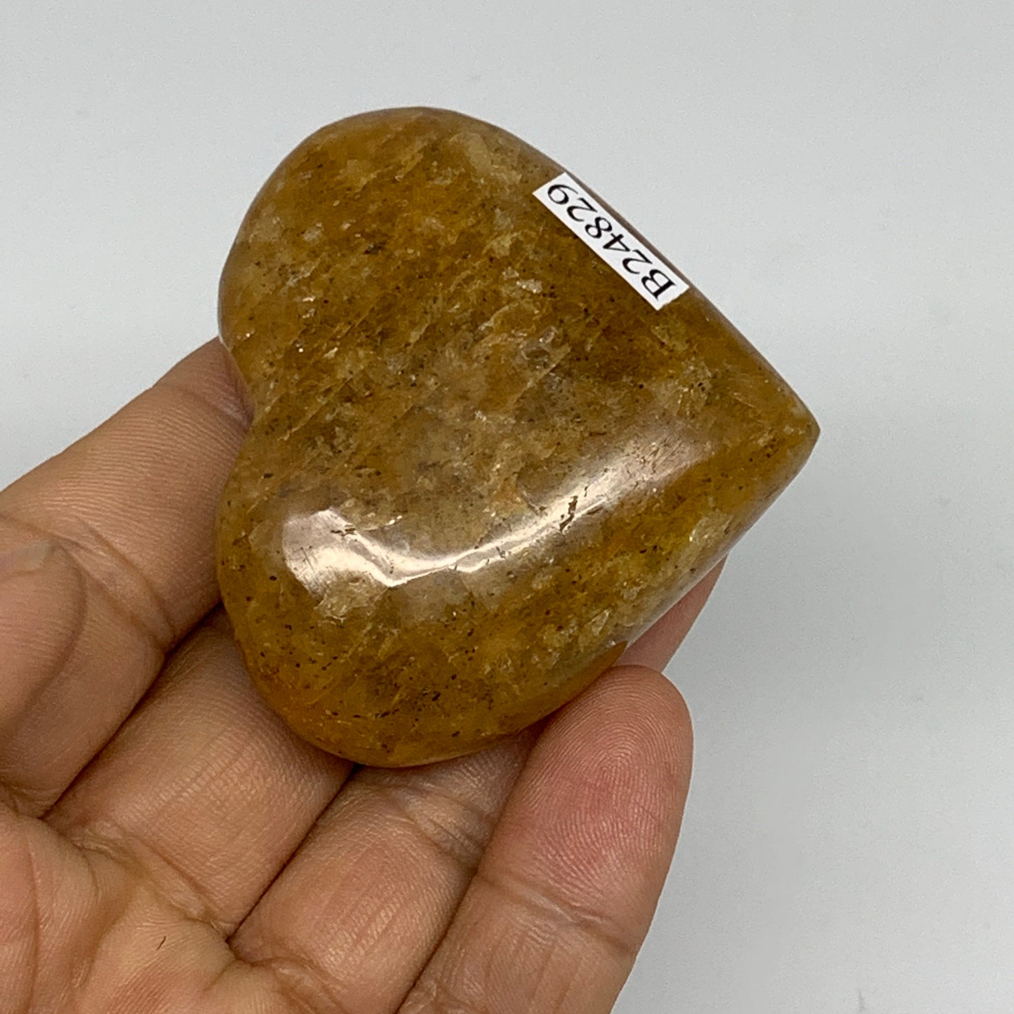 86.3g, 2"x2.2"x0.9", Natural Golden Quartz Heart Small Polished Crystal, B24829