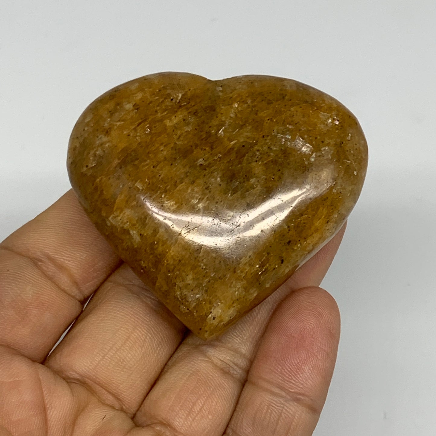 86.3g, 2"x2.2"x0.9", Natural Golden Quartz Heart Small Polished Crystal, B24829