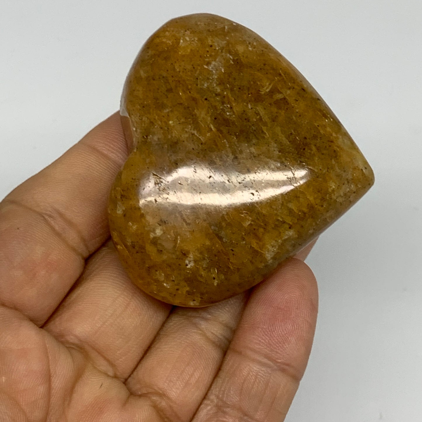 86.3g, 2"x2.2"x0.9", Natural Golden Quartz Heart Small Polished Crystal, B24829