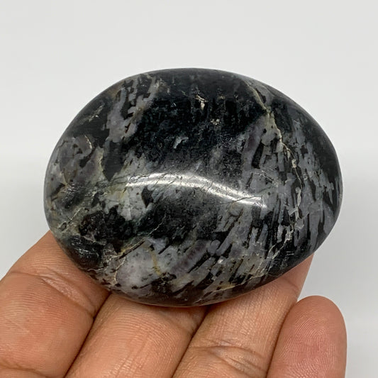 115.1g, 2.3"x1.9"x1.1", Indigo Gabro (Merlinite) Palm-Stone @Madagascar, B17896