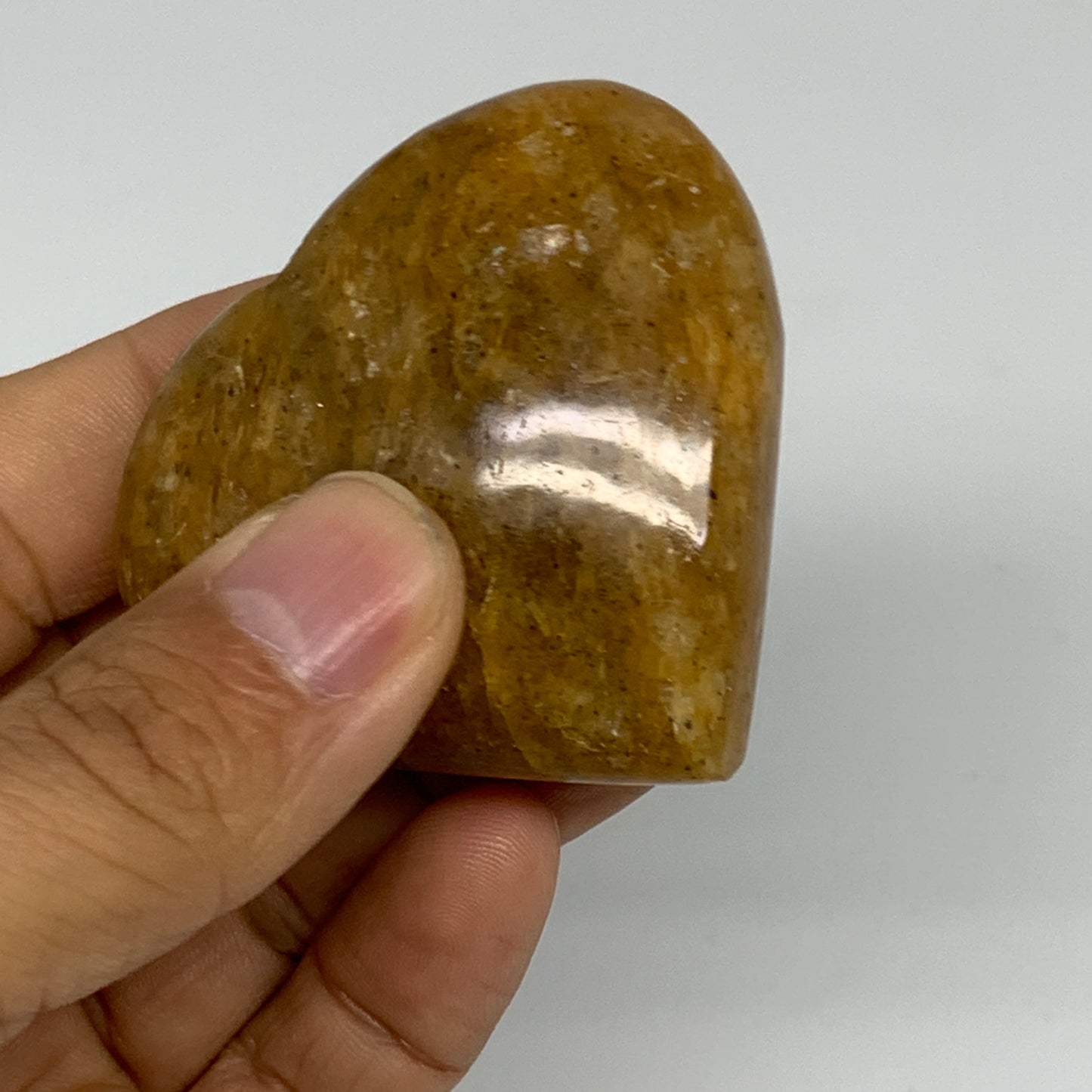 86.3g, 2"x2.2"x0.9", Natural Golden Quartz Heart Small Polished Crystal, B24829