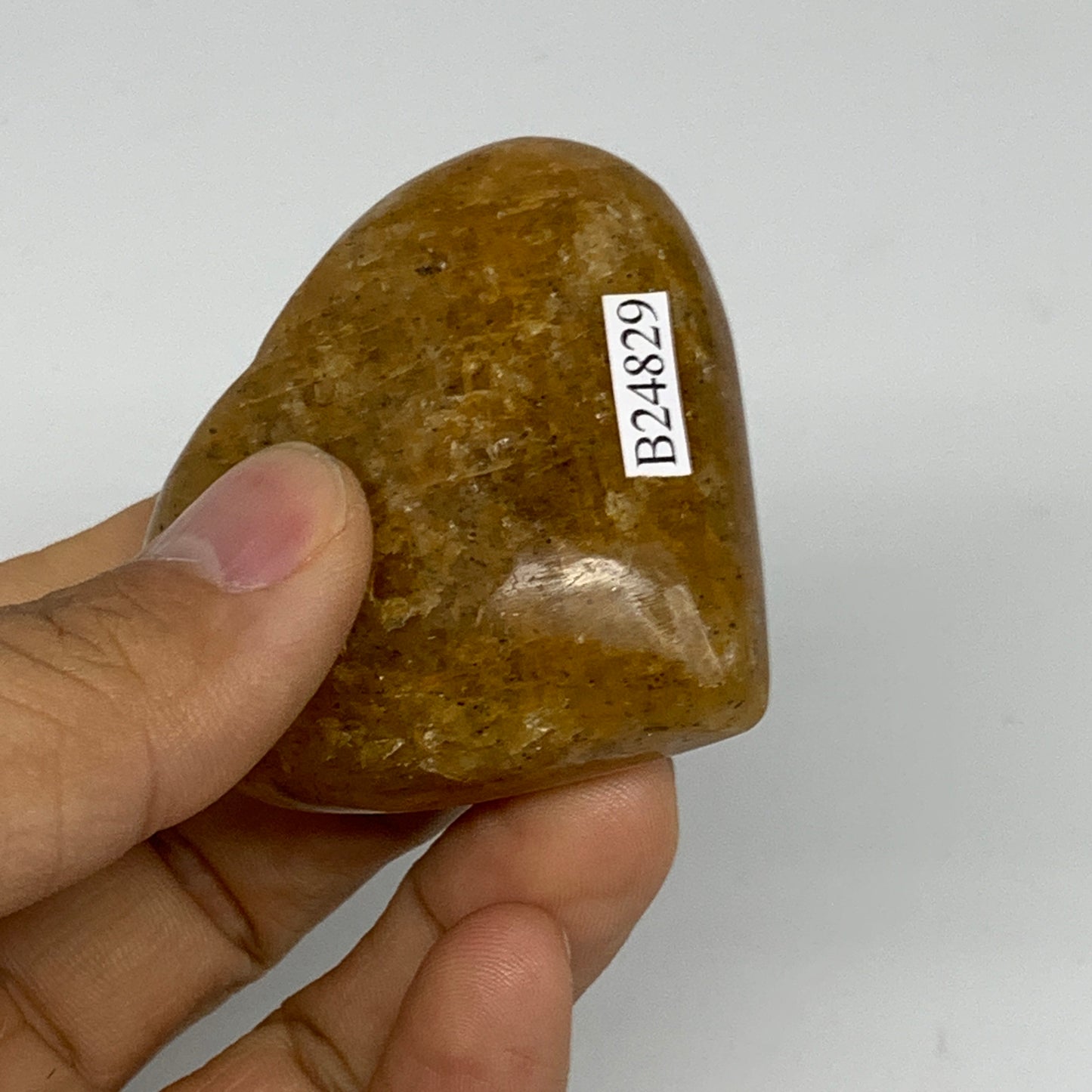 86.3g, 2"x2.2"x0.9", Natural Golden Quartz Heart Small Polished Crystal, B24829