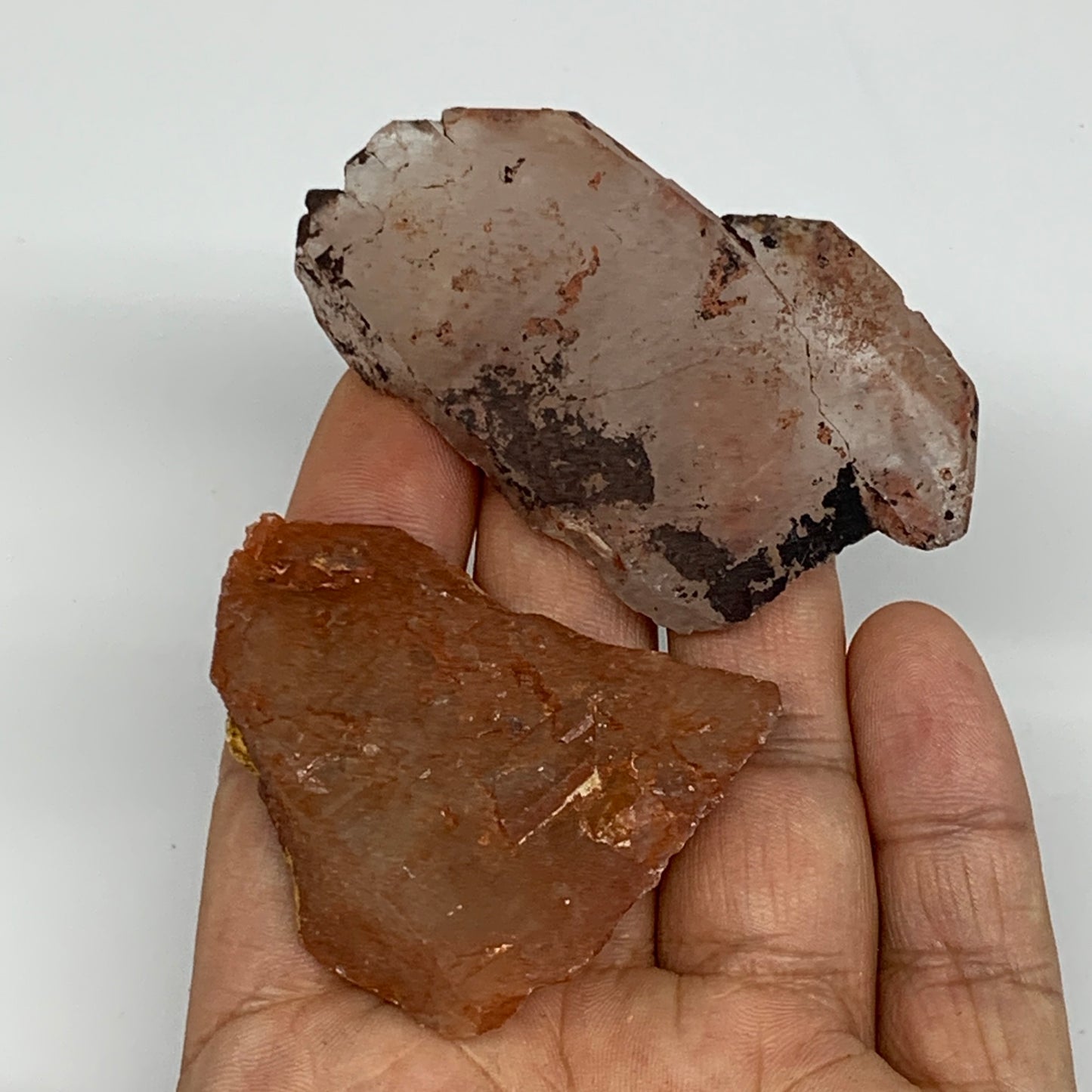 59g, 1.9"-2.7", 2pcs, Natural Red Quartz Crystal Terminated @Morocco, B11412