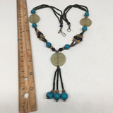 2mm-28mm, Turkmen Tribal Serpentine Beaded Necklace @Afghanistan, 22",NPH78