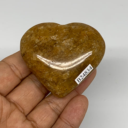 90.2g, 2"x2.3"x0.9", Natural Golden Quartz Heart Small Polished Crystal, B24834