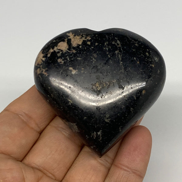 125.2g, 2.2"x2.3"x0.9", Black Tourmaline Heart Polished Crystal Home Decor, B218