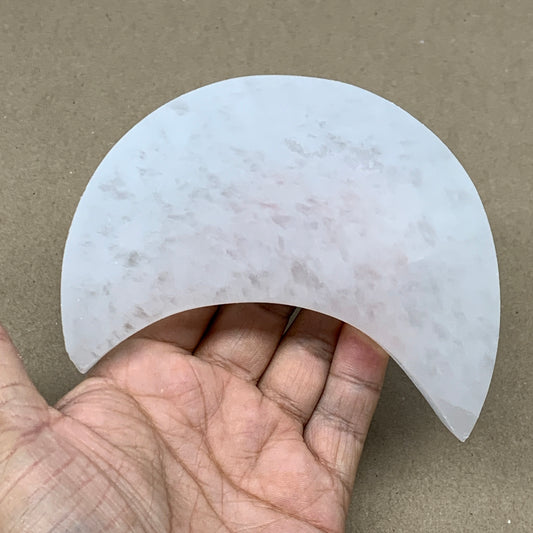 316g, 4.5"x3.4"x0.8",Selenite Crescent Moon Crystal (Satin Spar) @Morocco,B12993