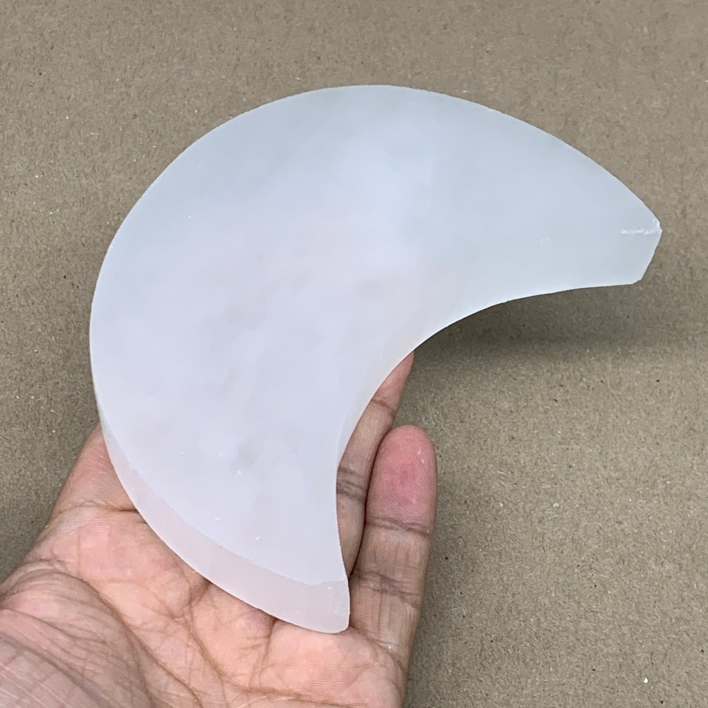 316g, 4.5"x3.4"x0.8",Selenite Crescent Moon Crystal (Satin Spar) @Morocco,B12993