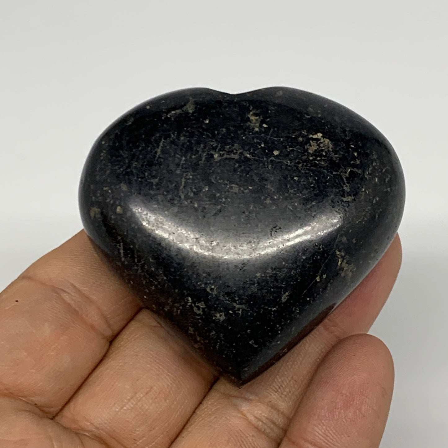 108.6g, 2"x2.1"x1", Black Tourmaline Heart Polished Crystal Home Decor, B21801