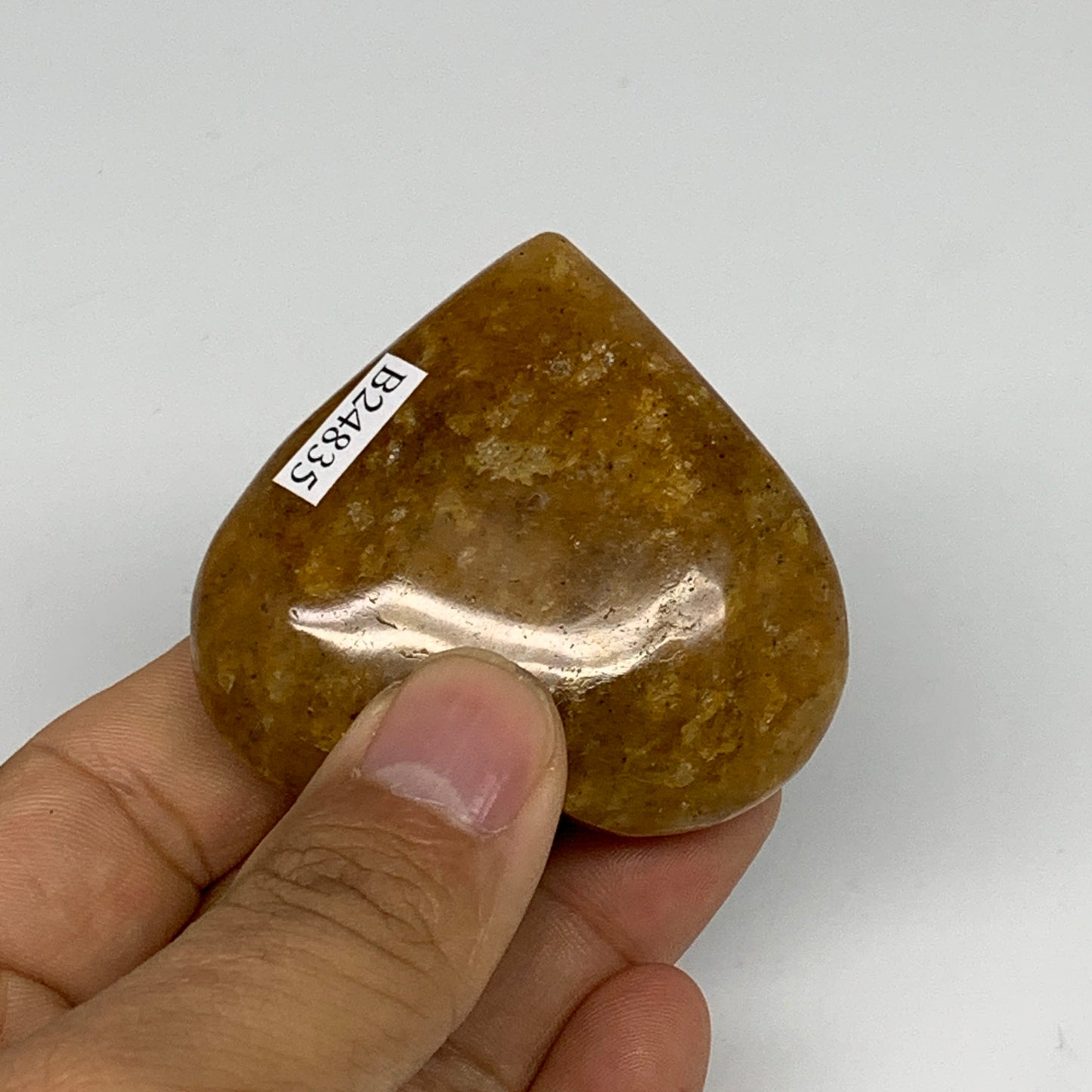 87.6g, 2"x2.2"x0.9", Natural Golden Quartz Heart Small Polished Crystal, B24835