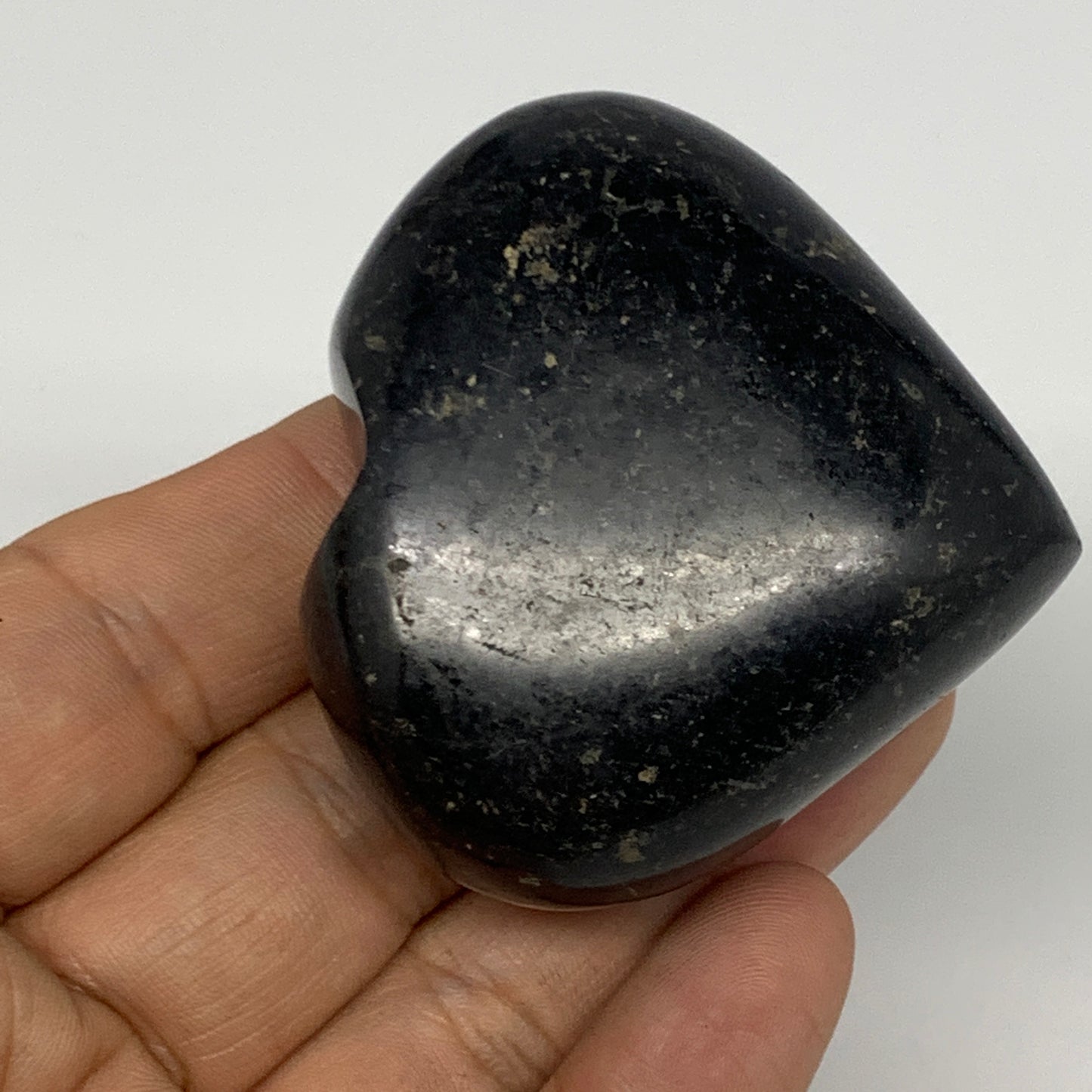 108.6g, 2"x2.1"x1", Black Tourmaline Heart Polished Crystal Home Decor, B21801