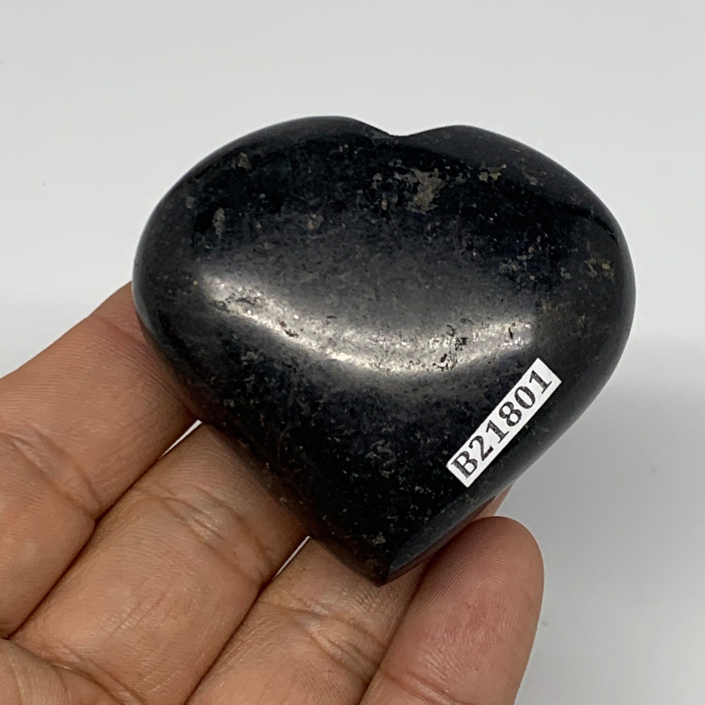 108.6g, 2"x2.1"x1", Black Tourmaline Heart Polished Crystal Home Decor, B21801