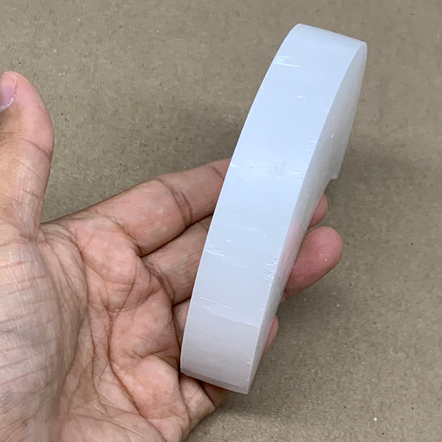 316g, 4.5"x3.4"x0.8",Selenite Crescent Moon Crystal (Satin Spar) @Morocco,B12993