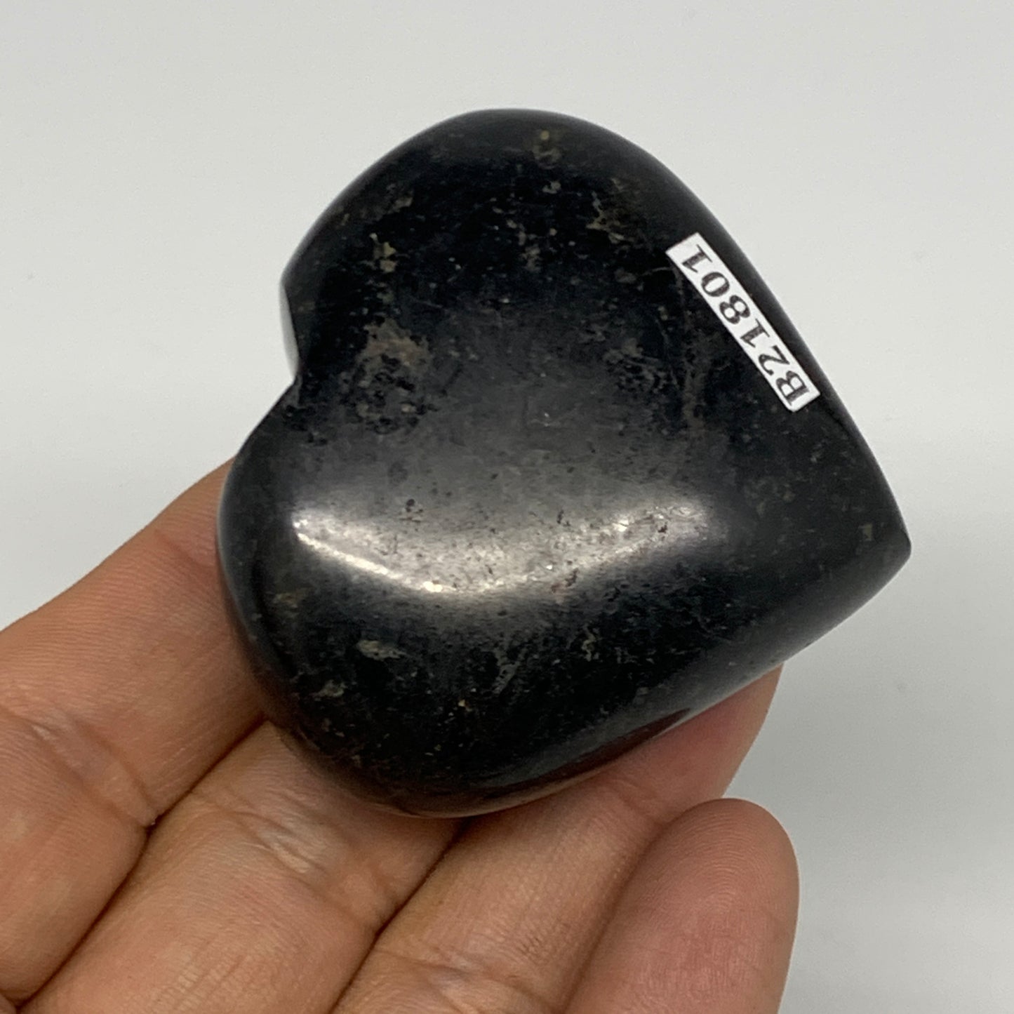 108.6g, 2"x2.1"x1", Black Tourmaline Heart Polished Crystal Home Decor, B21801