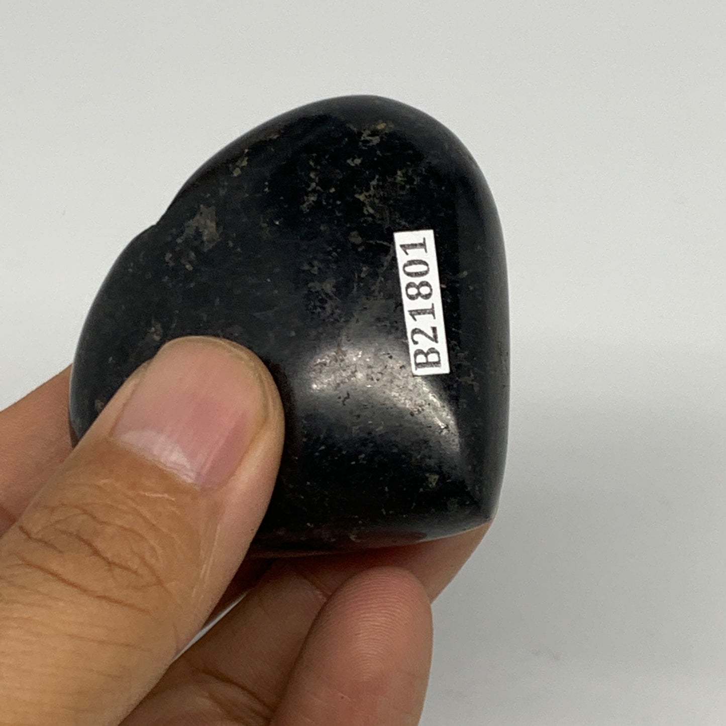 108.6g, 2"x2.1"x1", Black Tourmaline Heart Polished Crystal Home Decor, B21801