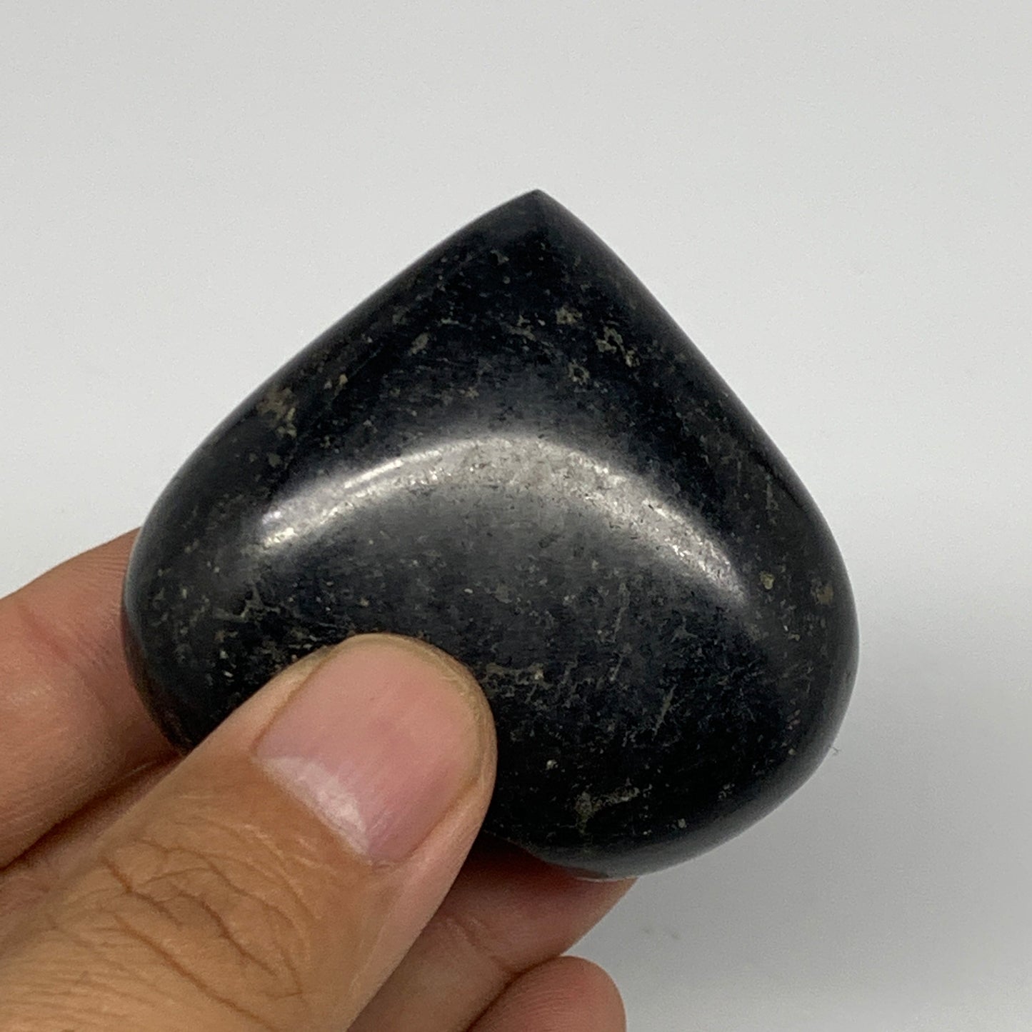 108.6g, 2"x2.1"x1", Black Tourmaline Heart Polished Crystal Home Decor, B21801