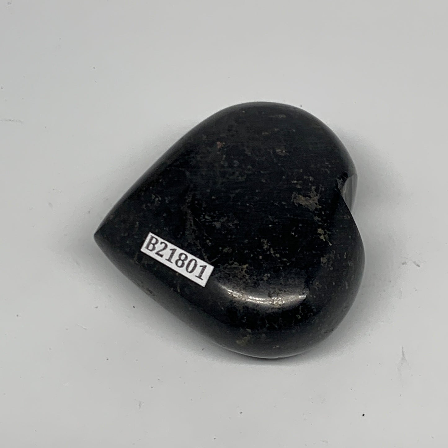 108.6g, 2"x2.1"x1", Black Tourmaline Heart Polished Crystal Home Decor, B21801