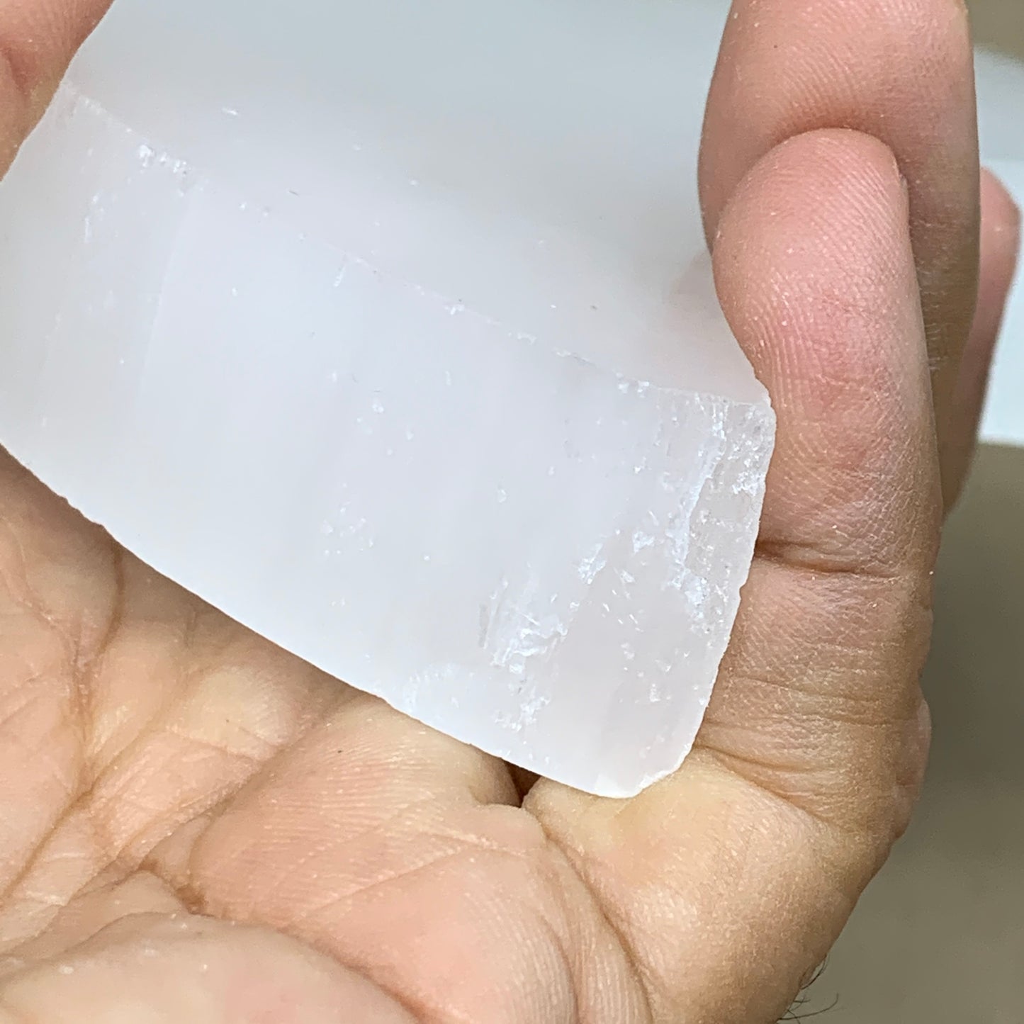 316g, 4.5"x3.4"x0.8",Selenite Crescent Moon Crystal (Satin Spar) @Morocco,B12993