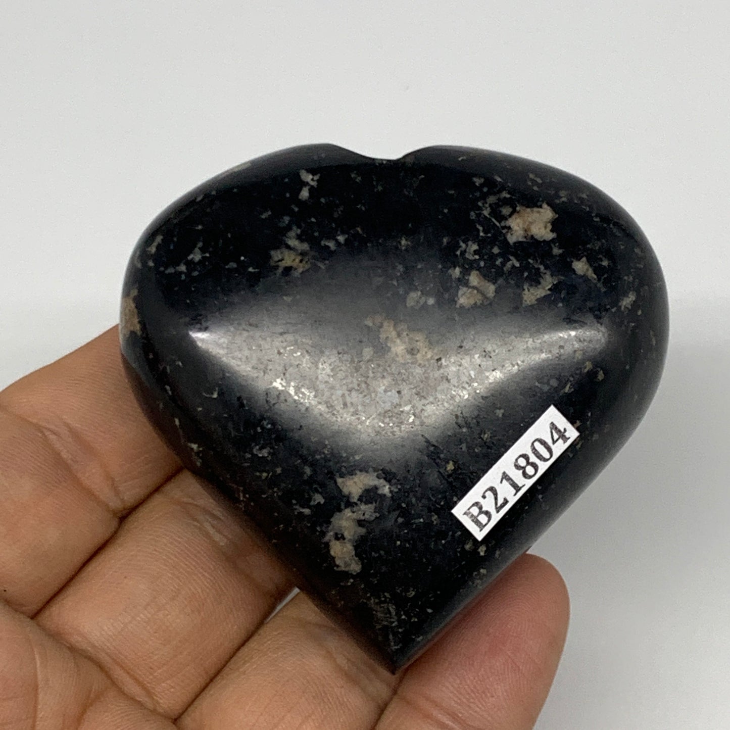 126.7g, 2.2"x2.3"x0.9", Black Tourmaline Heart Polished Crystal Home Decor, B218