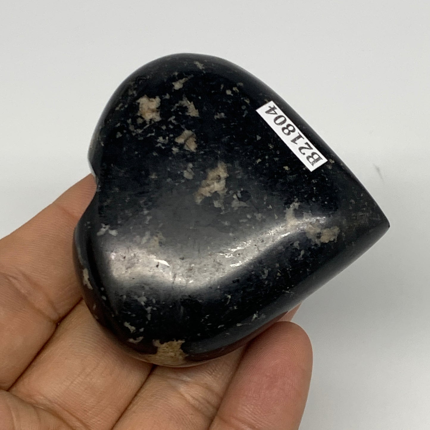 126.7g, 2.2"x2.3"x0.9", Black Tourmaline Heart Polished Crystal Home Decor, B218